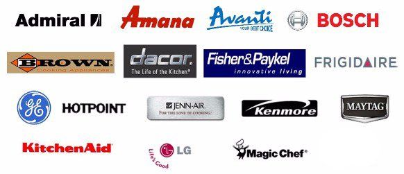 Major appliance brands serviced by Clayton's Appliance Repair in Zimmerman, MN